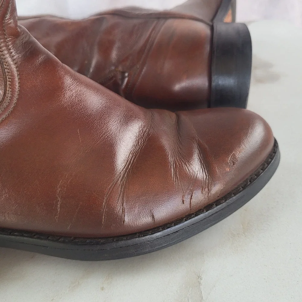 Vintage Lucchese Knee High Western Boots Women's Size 8.5 B READ